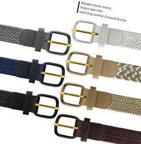 img 1 attached to 👖 Leather Covered Elastic Stretch Belts