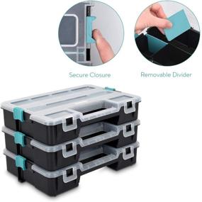 img 2 attached to 📦 Navaris Stackable Plastic Storage Boxes with Adjustable Divider Compartments - Organizers for Tools, Small Items, Jewelry - Set of 3