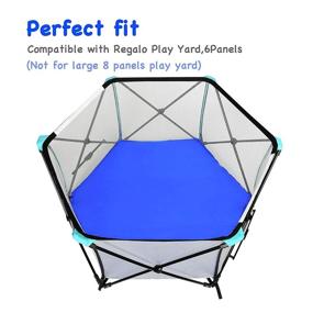 img 3 attached to 👨 Blue Dad-Baby Hexagon Playpen Mat & Mattress Set – Ideal for Regalo and Summer Play Playards, Self-Inflatable Comfort with Carry Bag