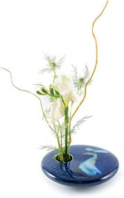 img 1 attached to Elegant Blue Wave: Georgetown Pottery Round Ikebana Flower Vase