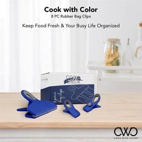 img 3 attached to 🔐 COOK WITH COLOR Set of 8 Bag Clips: Heavy Duty Chip Clip and Refrigerator Magnet Clips in Blue- Air Tight Seal Grip for Snack and Food Storage