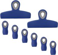 🔐 cook with color set of 8 bag clips: heavy duty chip clip and refrigerator magnet clips in blue- air tight seal grip for snack and food storage logo