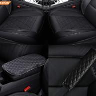 🚗 black car seat covers for front seats - set of 5 with seat belt shoulder pad and center console pad, big ant universal auto seat cushions for car truck van suv - anti-slip vehicle car seat pads logo