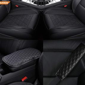 img 4 attached to 🚗 Black Car Seat Covers for Front Seats - Set of 5 with Seat Belt Shoulder Pad and Center Console Pad, Big Ant Universal Auto Seat Cushions for Car Truck Van SUV - Anti-Slip Vehicle Car Seat Pads