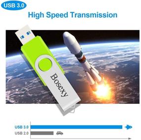 img 3 attached to 💽 5x 32GB USB флэш-накопитель 3.0 с вращающимся дизайном - Bosexy Thumb Drives, высокоскоростная флеш-память для фотографий и видео различных цветов: синий, фиолетовый, красный, зеленый и оранжевый