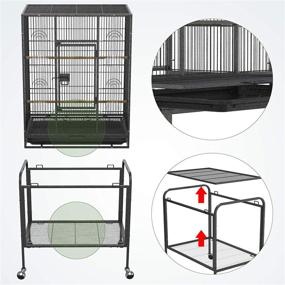 img 2 attached to 🐦 YINTATECH 53-inch Rolling Stand Bird Cage for Small Parrots, Cockatiels, Sun Parakeets, Conures, Lovebirds, Canaries (Green-Cheeks, Sun Conures)