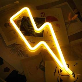 img 1 attached to ⚡ Yellow Lightning LED Neon Light: USB/Battery Powered Decorative Night Light for Bedroom, Living Room, Kids Room - Perfect for Wedding Party & Christmas