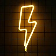 ⚡ yellow lightning led neon light: usb/battery powered decorative night light for bedroom, living room, kids room - perfect for wedding party & christmas логотип