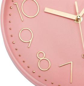 img 2 attached to 🕒 Lumuasky Pink Gold Modern Wall Clock, Silent Non-Ticking Battery Operated Decorative Clock for Living Room, Bedrooms, Office, Kitchen - 10 inch