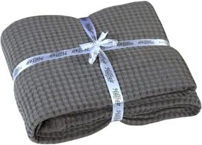 img 2 attached to 🛏️ HILLFAIR 100% Combed Cotton Blanket – Queen Size All-Season Bed Blanket in Grey – Soft, Lightweight, and Breathable Waffle Weave Design