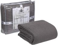 🛏️ hillfair 100% combed cotton blanket – queen size all-season bed blanket in grey – soft, lightweight, and breathable waffle weave design logo