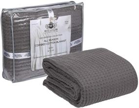 img 4 attached to 🛏️ HILLFAIR 100% Combed Cotton Blanket – Queen Size All-Season Bed Blanket in Grey – Soft, Lightweight, and Breathable Waffle Weave Design