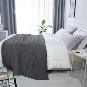 img 3 attached to 🛏️ HILLFAIR 100% Combed Cotton Blanket – Queen Size All-Season Bed Blanket in Grey – Soft, Lightweight, and Breathable Waffle Weave Design