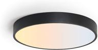 💡 svidau flush mount 12 inch led ceiling light: round black fixture with 24w power for bedroom, living room, kitchen, hallway - 3 color temperatures in one (3000k, 4500k, 6500k) логотип