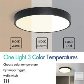 img 2 attached to 💡 SviDau Flush Mount 12 Inch LED Ceiling Light: Round Black Fixture with 24W Power for Bedroom, Living Room, Kitchen, Hallway - 3 Color Temperatures in One (3000K, 4500K, 6500K)