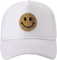 🧢 lin su fashion smiley face sequins trucker hat: neon high crown foam mesh back for men and women логотип