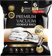 genie space - high-quality vacuum storage bags, 6 x medium - 27x20in, airtight & reusable, maximize space by 80%, ideal for clothes, towels, bedding, duvets, and more logo