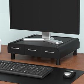img 2 attached to 🖥️ Black Mind Reader PC and Laptop Monitor Stand with Desk Organizer for IMAC