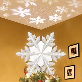 img 4 attached to 🎄 Enhance Your Christmas Décor with Lanpuly 3D Glitter Sliver Snow Tree Topper Star Lighted – Snowflake Projector Lights for Festive Decoration