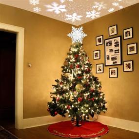 img 2 attached to 🎄 Enhance Your Christmas Décor with Lanpuly 3D Glitter Sliver Snow Tree Topper Star Lighted – Snowflake Projector Lights for Festive Decoration