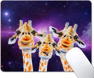 🦒 universe space background giraffes family mouse pad: a funny & stylish anti-slip rubber base mousepad for creative design on laptops logo