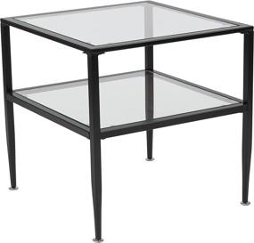 img 3 attached to 🔲 Newport Collection Glass End Table – Flash Furniture with Sleek Black Metal Frame