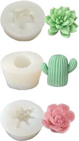 img 4 attached to 🌵 Oakoa 3 Pack Premium Succulent Mold Silicone Molds Candles: Superb Cactus Mold for Fondant Toppers, Cupcake Decorations, and Candles