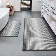 🧼 thick absorbent chenille bathroom rugs and mats sets - 2 piece non slip soft shaggy bath mat rug set for bathroom floors - machine washable - gray (20" x 47" plus 16" x 24") logo