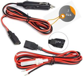 img 4 attached to High Quality 2-Pack 15A 3-Pin CB Radio Power Cord/Cables with 12V Cigarette Lighter Plug