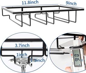 img 3 attached to 🍷 Держатель для бокалов под шкафом - 2 штуки | Органайзер для бокалов на ножке | 3 ряда черного металлического подвесного держателя для винных бокалов | Полка для хранения для кухни и бара