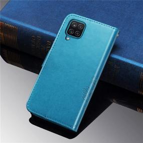 img 2 attached to 🌸 Supdigital Galaxy A12 Wallet Case - Premium PU Leather Flip Cover with Card Holder and Stand for Samsung Galaxy A12 6.5-inch (Blue) - Flower Embossed Design