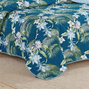 img 2 attached to 🌴 Tommy Bahama Southern Breeze Quilt Set - 100% Cotton, Reversible, Lightweight & Breathable, Pre-Washed for Extra Softness - King Size, Dark Blue