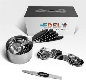 img 1 attached to EDELIN Measuring Cups and Magnetic Measuring Spoons Set - Stainless Steel (13 Piece Set) with 5 Cups, 7 Spoons, and 1 Leveler