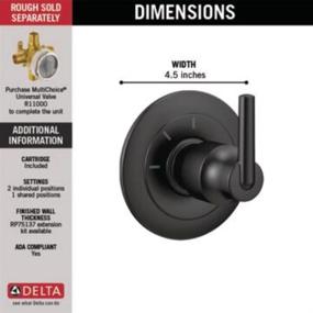 img 3 attached to 🚿 Delta Faucet Trinsic 3-Setting Shower Handle Diverter Trim Kit in Matte Black for Delta Shower Systems, T11859-BL (Valve Excluded)
