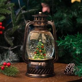 img 2 attached to 🎄 Christmas Tree Snow Globe Lantern: Spinning Water, Glittering Scene | Battery & USB Powered Light for Home Decoration