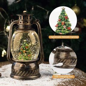 img 1 attached to 🎄 Christmas Tree Snow Globe Lantern: Spinning Water, Glittering Scene | Battery & USB Powered Light for Home Decoration