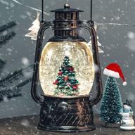 🎄 christmas tree snow globe lantern: spinning water, glittering scene | battery & usb powered light for home decoration logo