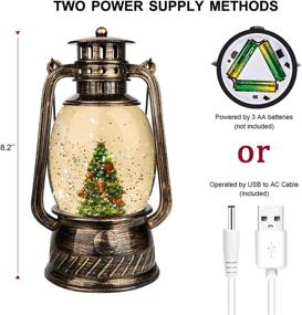 img 3 attached to 🎄 Christmas Tree Snow Globe Lantern: Spinning Water, Glittering Scene | Battery & USB Powered Light for Home Decoration