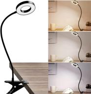 tenzda clip desk lamp: flexible gooseneck reading light with 3 colors and adjustable brightness - ideal for desk, bed headboard, and computers логотип