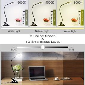 img 3 attached to Tenzda Clip Desk Lamp: Flexible Gooseneck Reading Light with 3 Colors and Adjustable Brightness - Ideal for Desk, Bed Headboard, and Computers