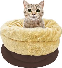 img 1 attached to 🐈 GOOPAWS 4-in-1 Self-Warming Burrow Cat Bed - Pet Hideaway Sleeping Cuddle Cave