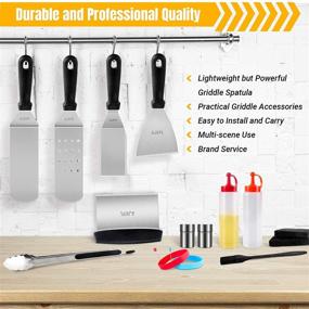 img 3 attached to 🔥 Ultimate Griddle Accessories Set for Blackstone, Camp Chef & More - Metal Spatula, Scraper & Cleaning Kit - Ideal Outdoor, Hibachi & Teppanyaki Grilling Tools