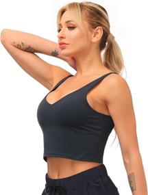 img 2 attached to 🏋️ Dragon Fit Longline Padded Sports Bra for Women: Yoga Crop Tank Tops for Fitness, Workout, and Running