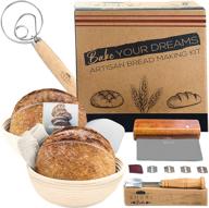 🥖 shori bake banneton bread proofing basket set of 2 9 inch round + sourdough bread making tools kit, baking gifts for bakers - brotform liner, bread lame, dough scraper, bowl scraper, danish dough whisk logo