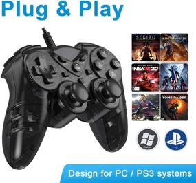 img 3 attached to 🎮 PC PS3 Game Controller, Wired Controller for Windows 7/8/8.1/10 Laptop, TV Box, Playstation 3 - USB Steam Gamepad Joystick Joypad with Dual Vibration Feedback and Turbo Trigger