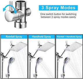 img 3 attached to 🚿 High Pressure Rain Shower Head Combo with 11 Inch Adjustable Extension Arm, Handheld Shower Head and 9 Settings - Anti-leak, Height/Angle Adjustable - 8'' Shower Head, 6.5FT Hose