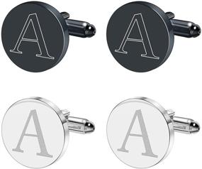 img 4 attached to MOZETO Cufflinks Initials Alphabet Bussiness