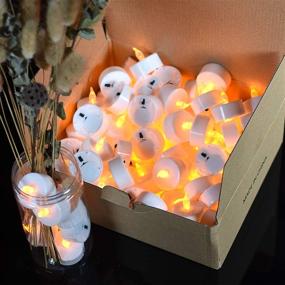 img 3 attached to 🕯️ 100-Pack Flameless Tea Lights with LED Flickering Effect, Battery-Operated Tealight Candles for Halloween, Pumpkin Decorations, Holidays, Gardens, Weddings, Parties, and Events – Warm Yellow Light Included