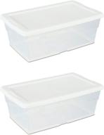 📦 sterilite 6 quart/5.7 liter storage box (pack of 2) - white lid, clear base logo