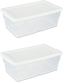 img 4 attached to 📦 Sterilite 6 Quart/5.7 Liter Storage Box (Pack of 2) - White Lid, Clear Base